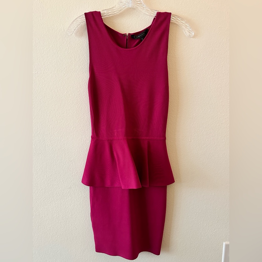 BCBGmaxazria Bodycon Mini Peplum Pink Cocktail Dress